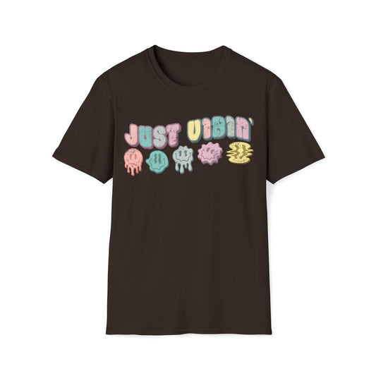 Retro Just Vibin' Pastel Dripping Smiley Faces T-Shirt