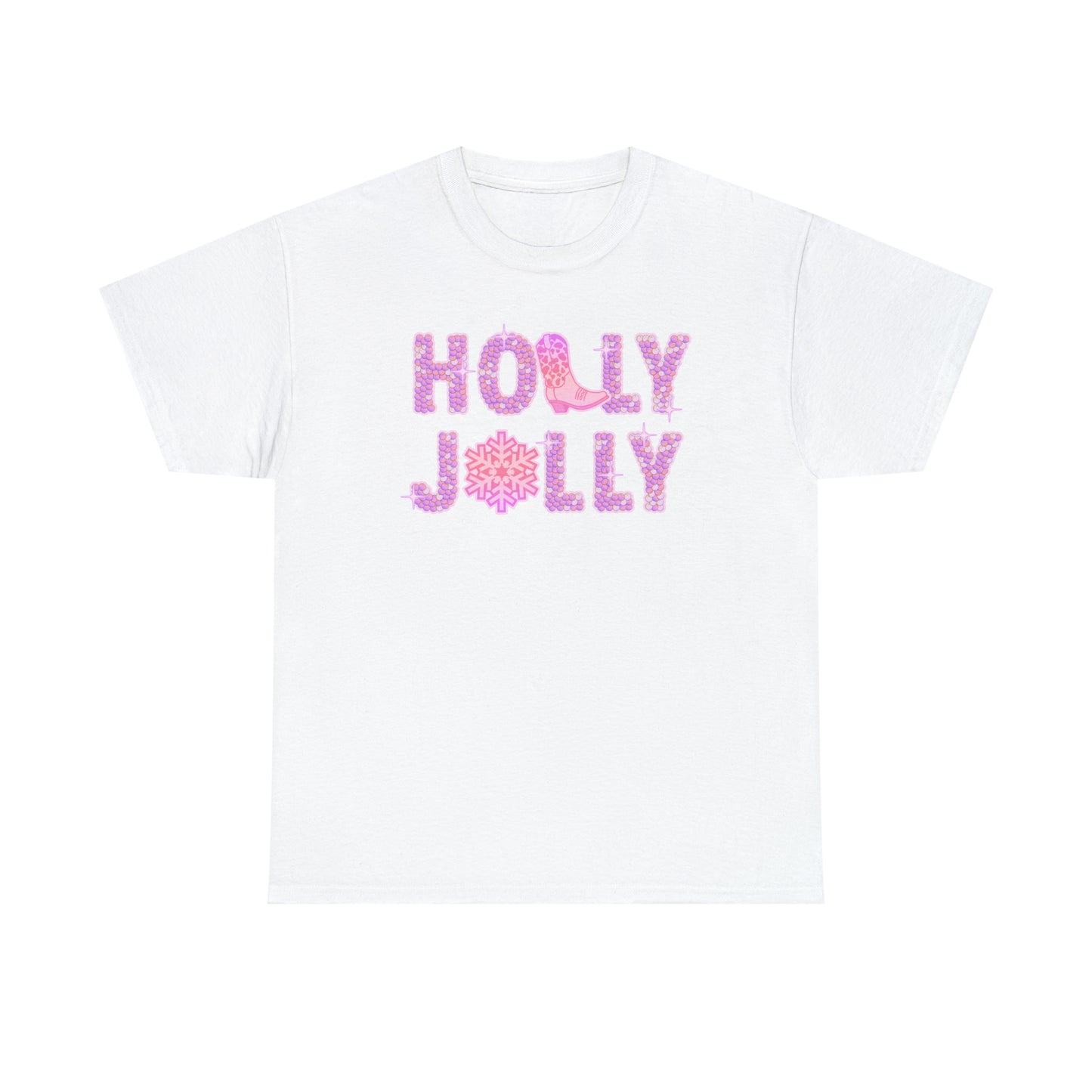 Holly Jolly Pink Cowgirl Boots Cotton Tee