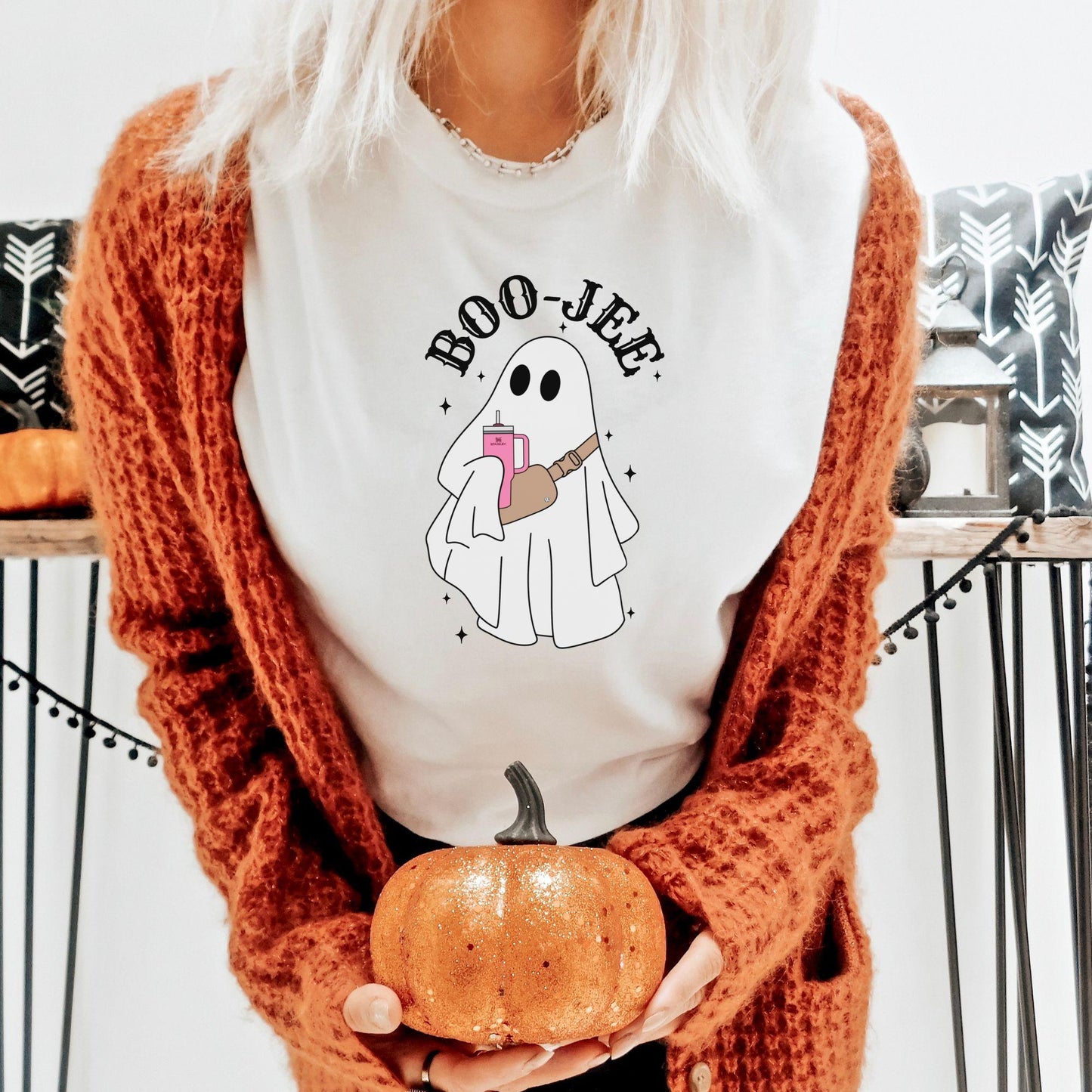 Boo-Jee Ghost Halloween Graphic Cotton T-Shirt