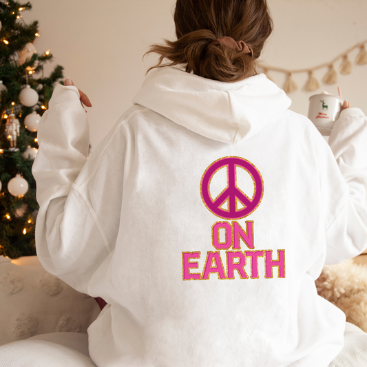 Pink Peace on Earth Christmas Hoodie