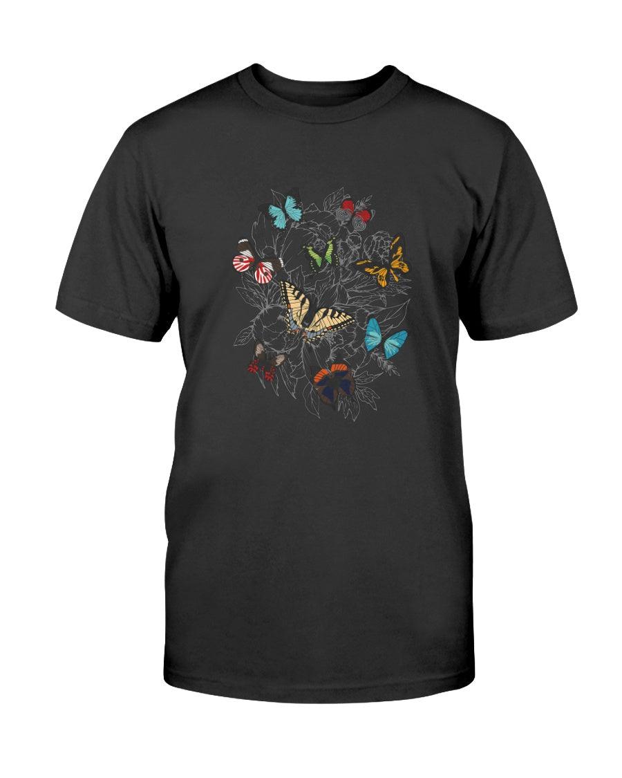 Butterflies on Flowers Retro Aesthetic T-Shirt