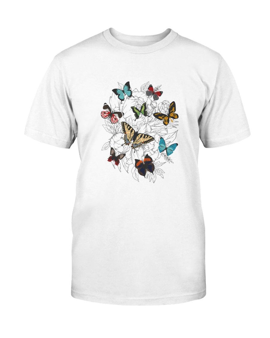 Butterflies on Flowers Retro Aesthetic T-Shirt