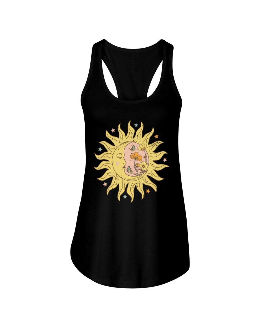 Celestial Floral Distressed Retro Aesthetic Racerback Tank