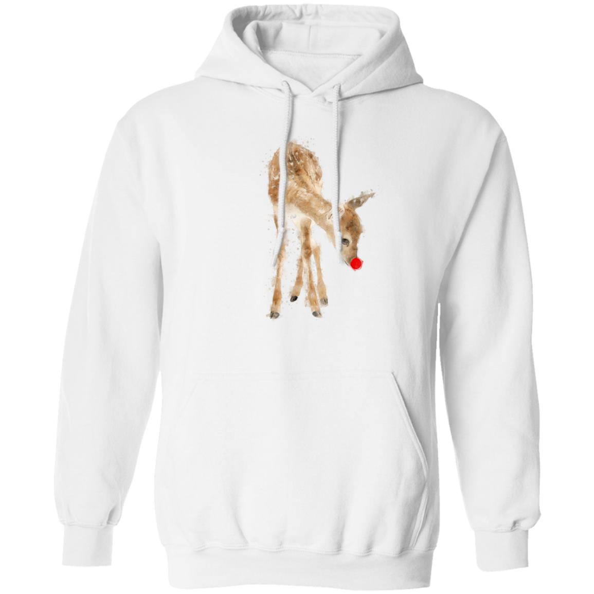 Christmas Reindeer with Red Nose Pullover Hoodie