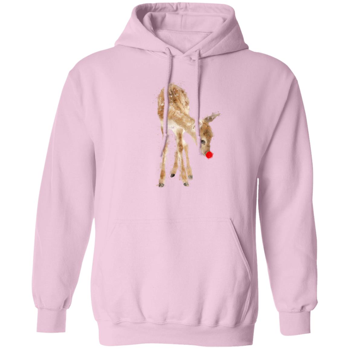 Christmas Reindeer with Red Nose Pullover Hoodie