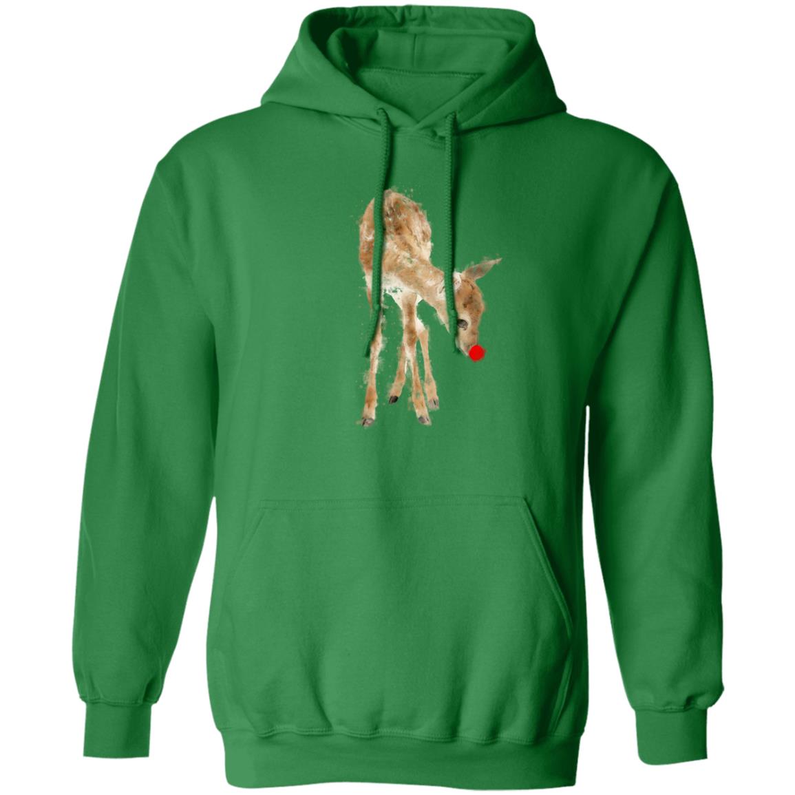 Christmas Reindeer with Red Nose Pullover Hoodie