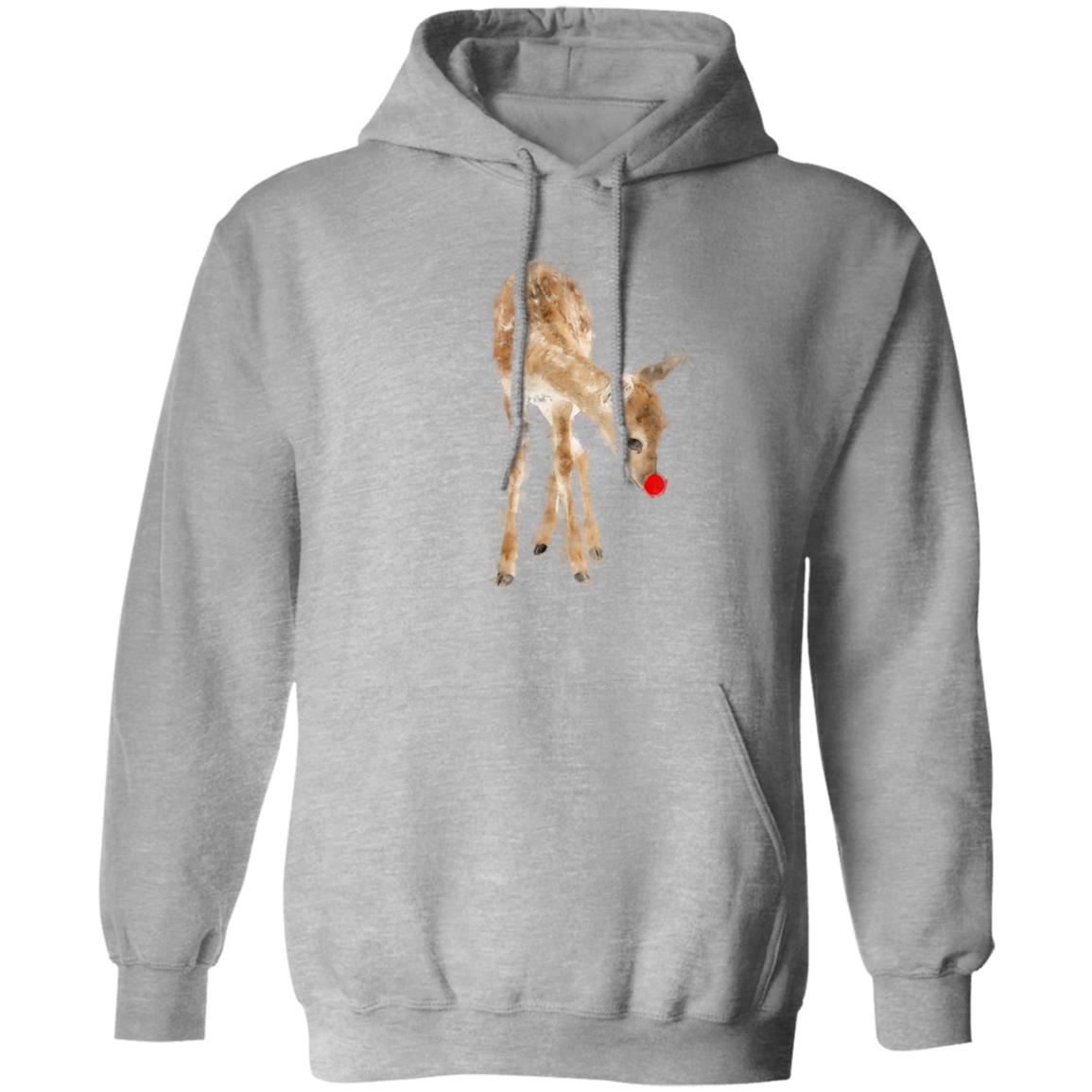 Christmas Reindeer with Red Nose Pullover Hoodie