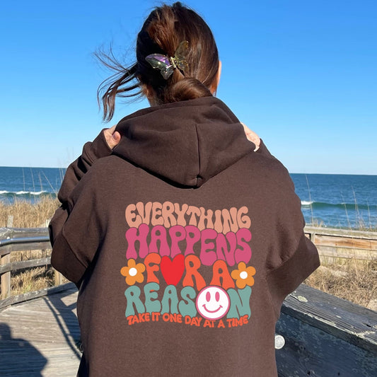 Everything Happens for a Reason Retro Cheery Hoodie