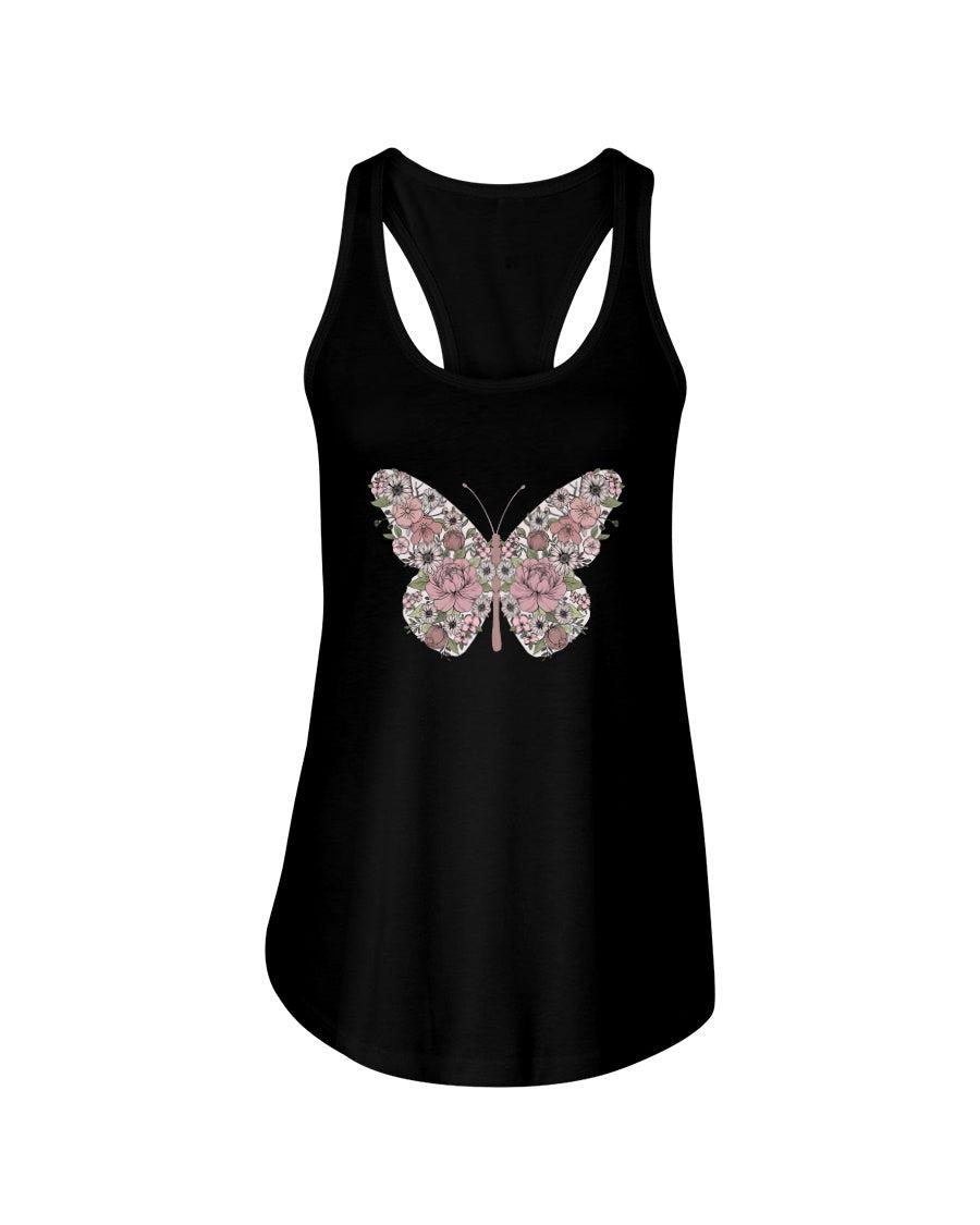 Floral Butterfly Retro Racerback Tank