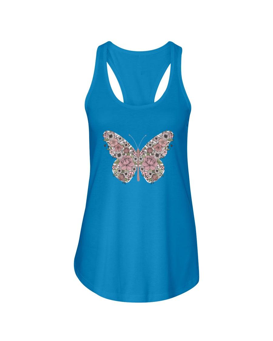 Floral Butterfly Retro Racerback Tank