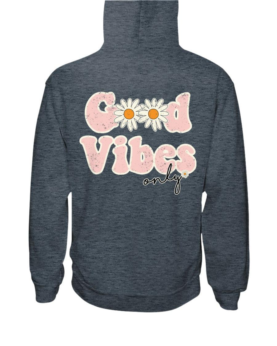 Good Vibes Only Distressed Retro Aesthetic Hoodie