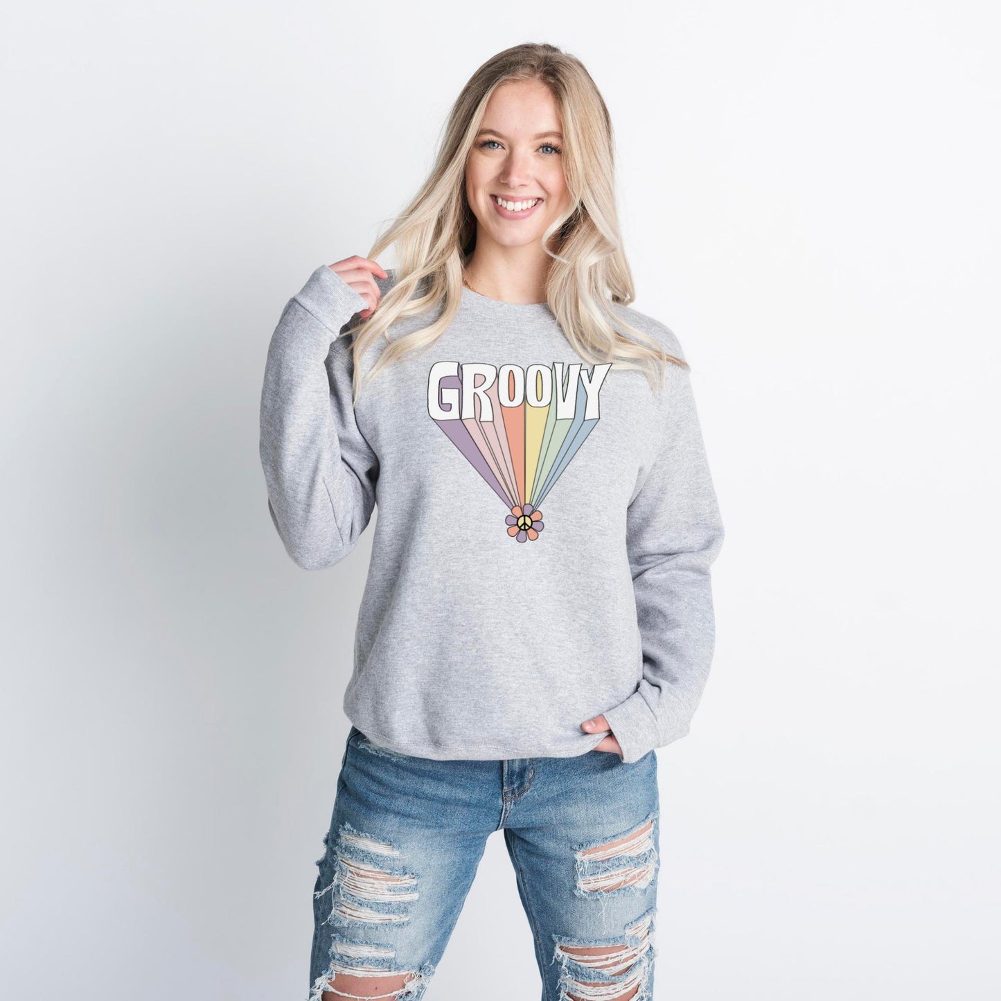 Groovy Peace Sign Retro Crewneck Sweatshirt