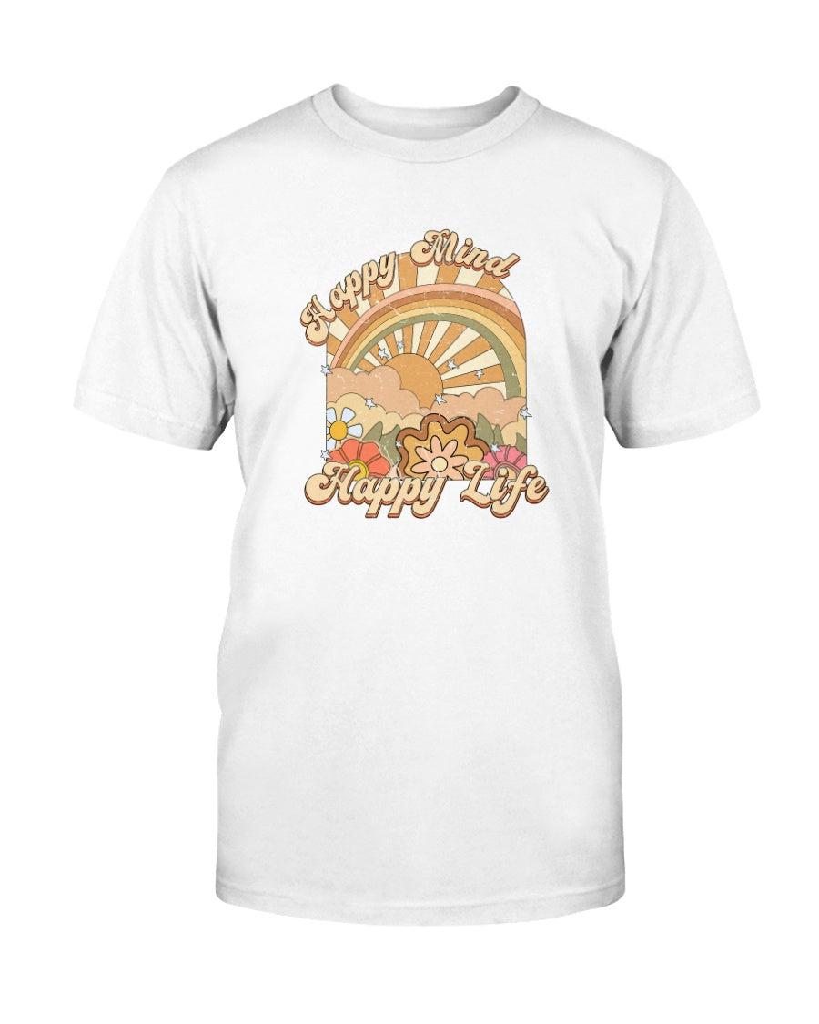 Happy Mind Happy Life Retro Vintage Aesthetic T-Shirt