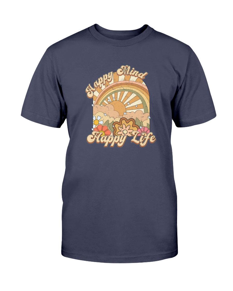 Happy Mind Happy Life Retro Vintage Aesthetic T-Shirt