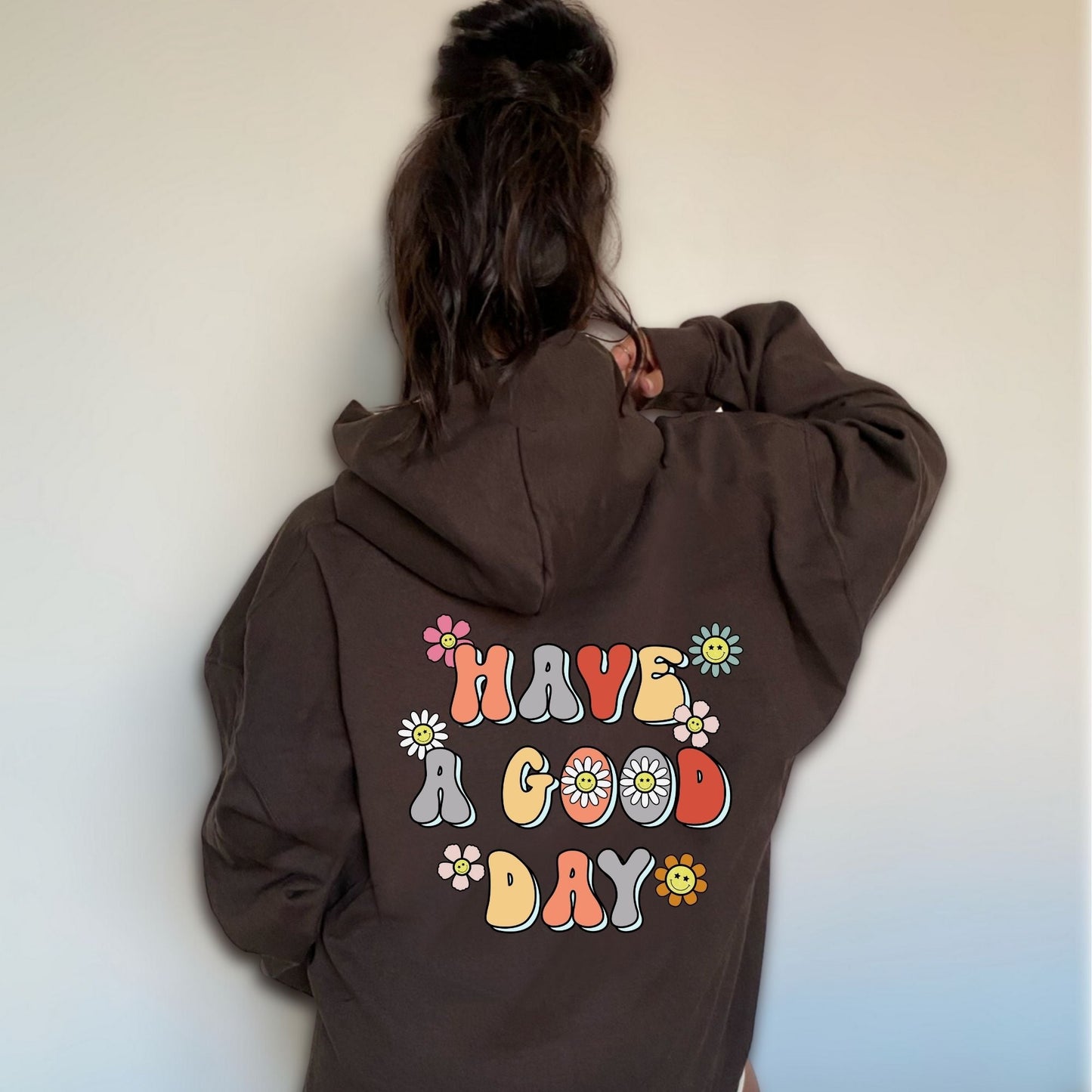 Have a Good Day Retro Smiley Face Daisies Hoodie