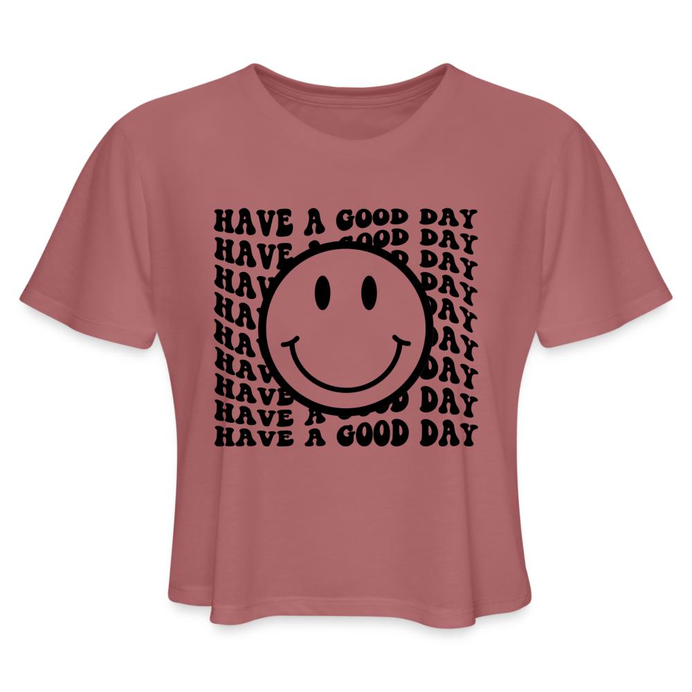 Have a Good Day Retro Smiley Face Flowy Crop Top