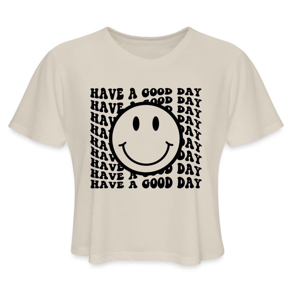 Have a Good Day Retro Smiley Face Flowy Crop Top