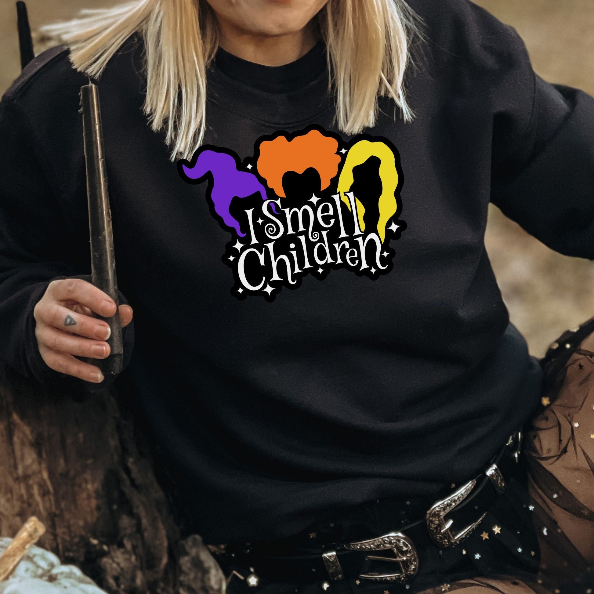 I Smell Children Halloween Witch Crewneck Sweatshirt