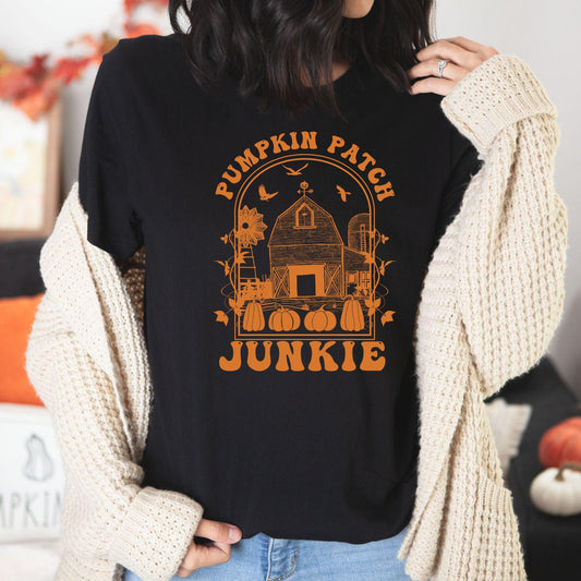 Pumpkin Patch Junkie Retro T-Shirt