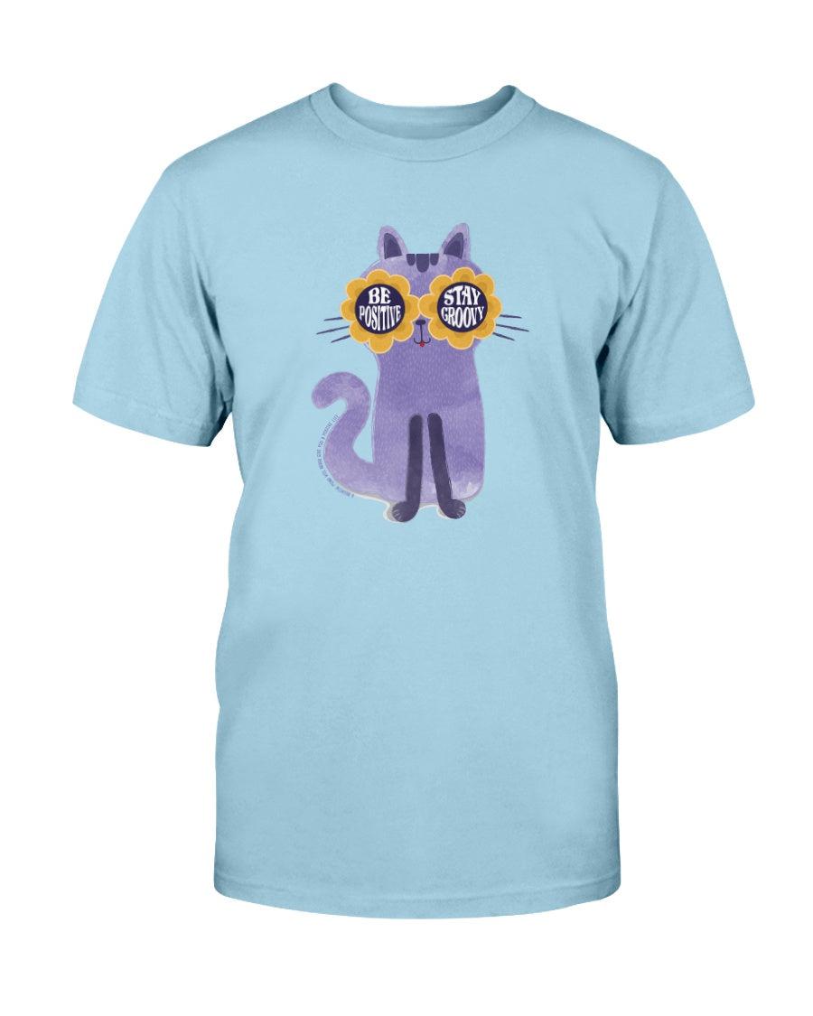 Purple Hippy Kitty Be Positive Stay Groovy T-Shirt