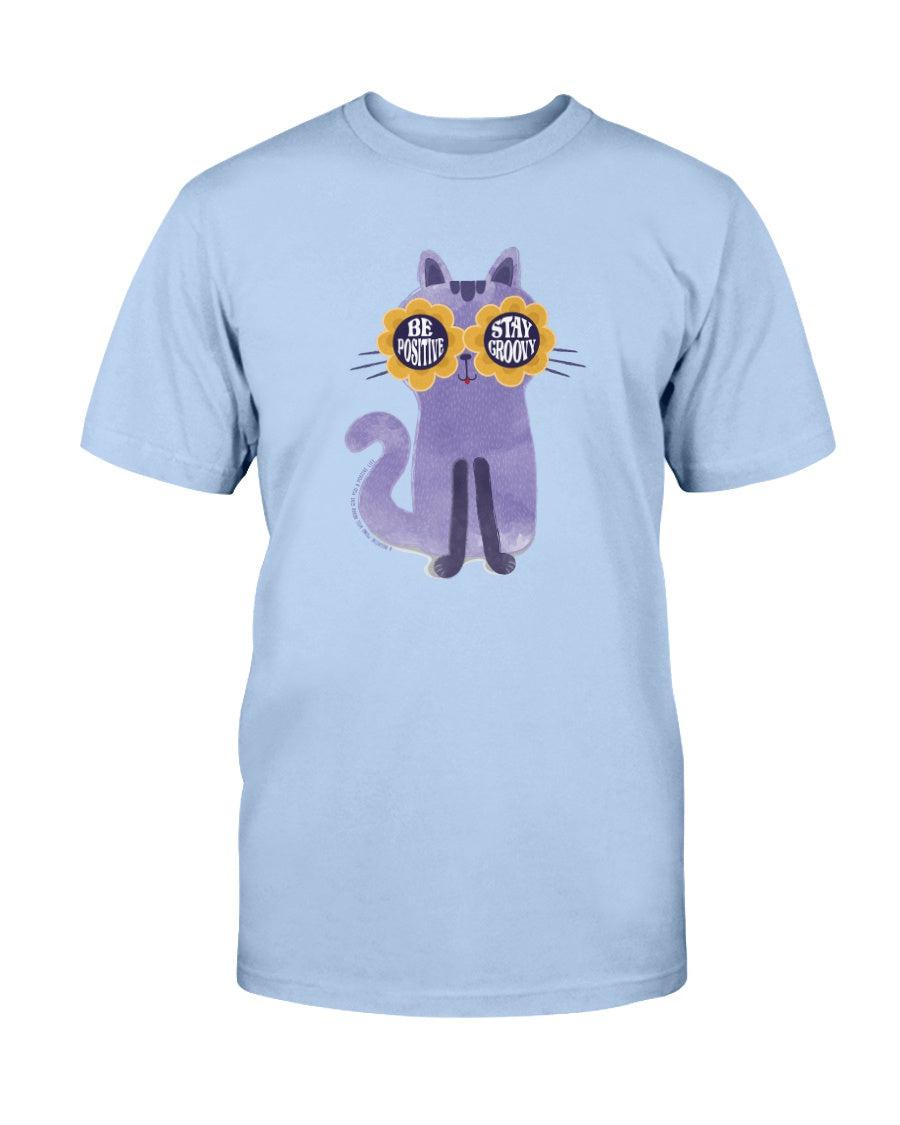 Purple Hippy Kitty Be Positive Stay Groovy T-Shirt