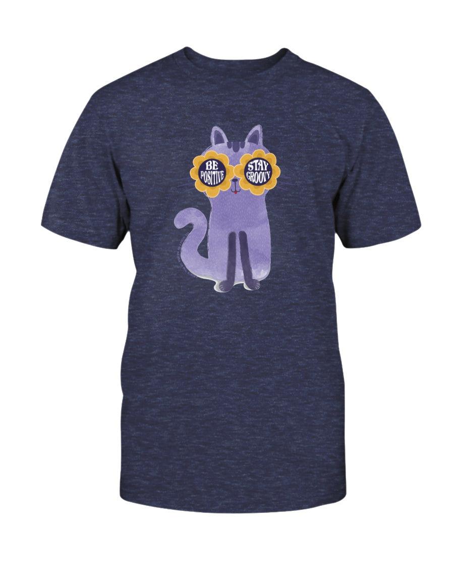 Purple Hippy Kitty Be Positive Stay Groovy T-Shirt