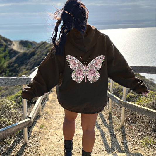 Retro Floral Butterfly Hoodie