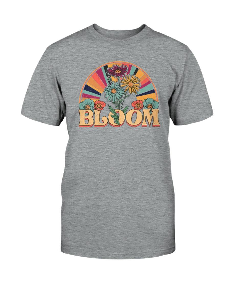 Retro Rainbow and Floral Bloom Aesthetic T-Shirt