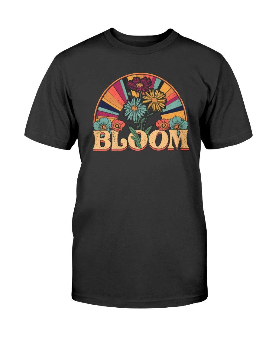 Retro Rainbow and Floral Bloom Aesthetic T-Shirt