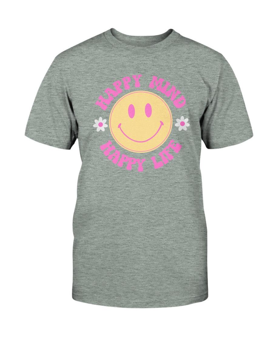 Retro Smiley Face Happy Mind Happy Life T-Shirt