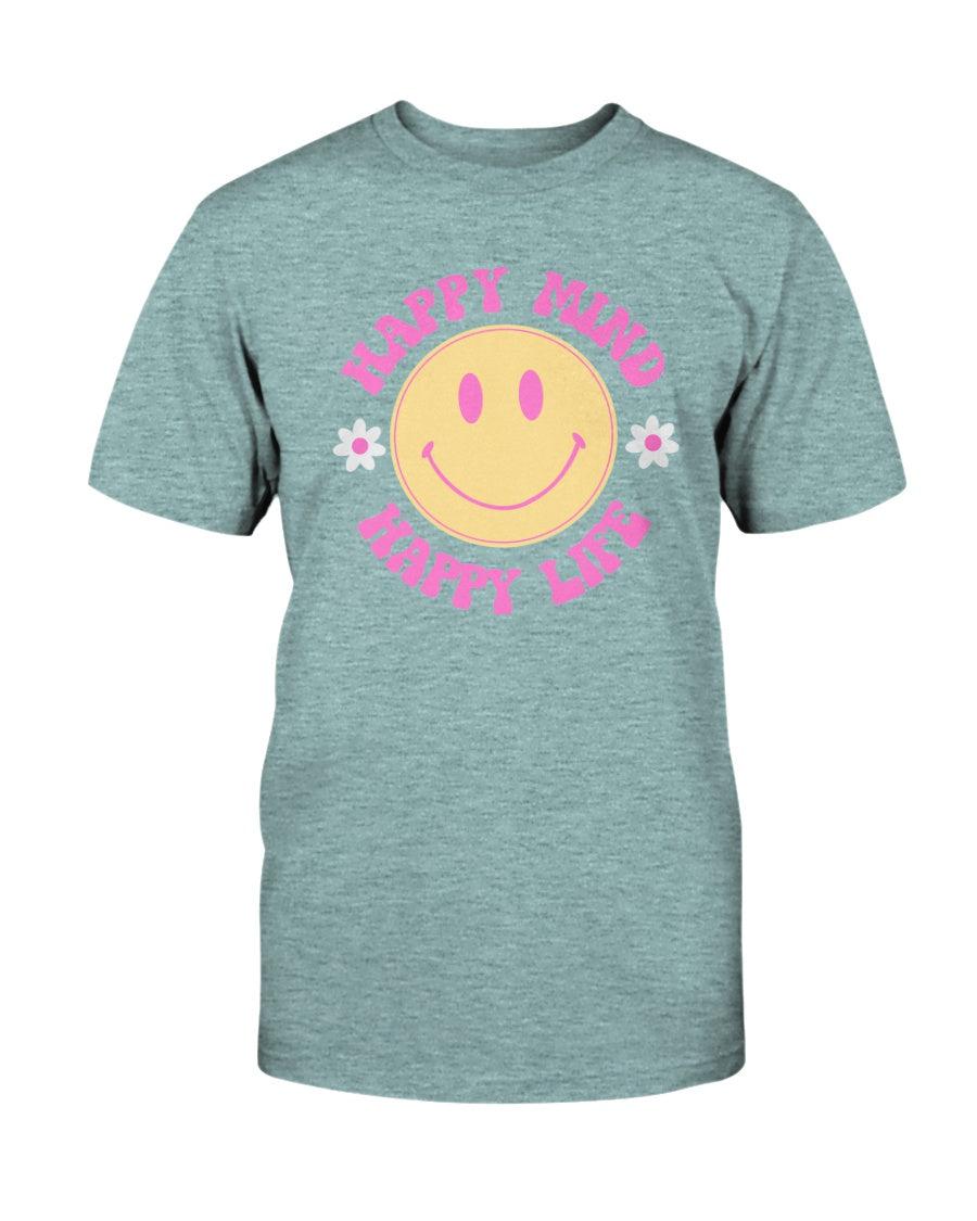 Retro Smiley Face Happy Mind Happy Life T-Shirt