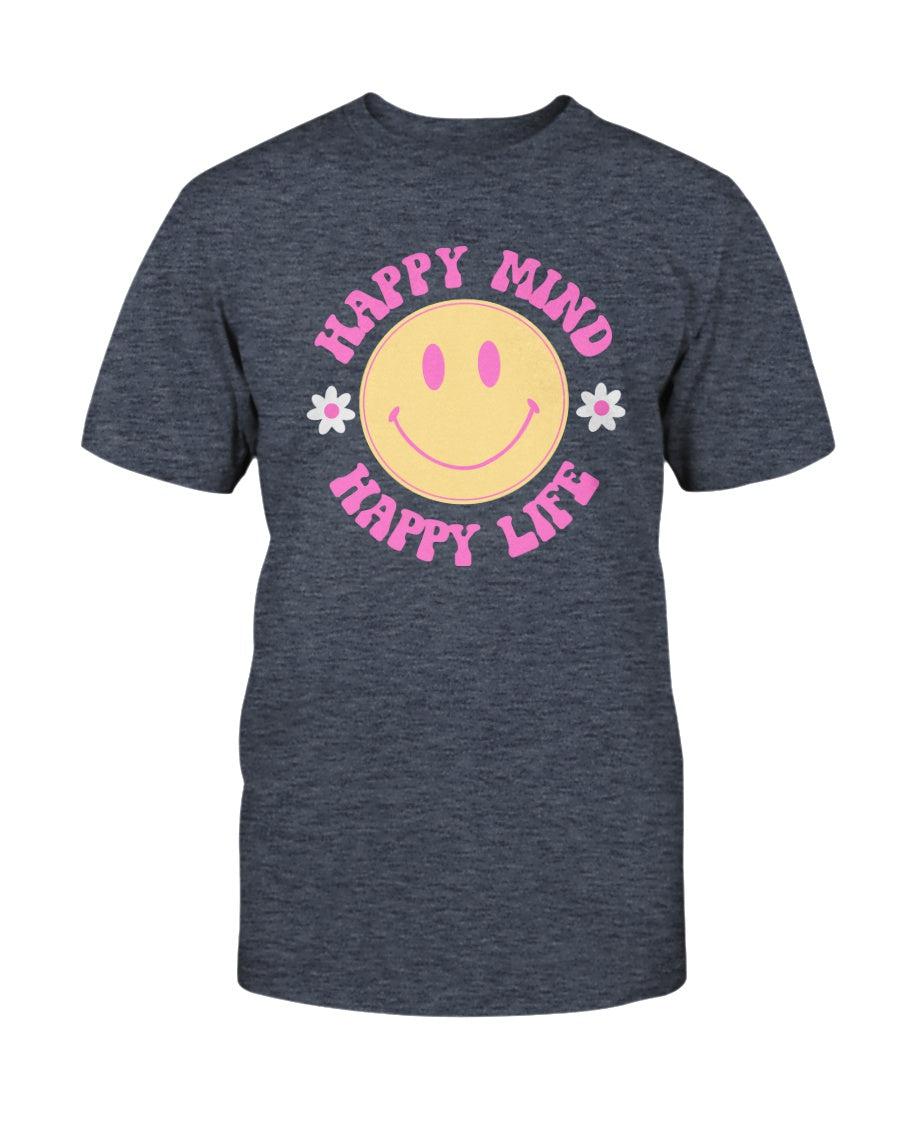 Retro Smiley Face Happy Mind Happy Life T-Shirt