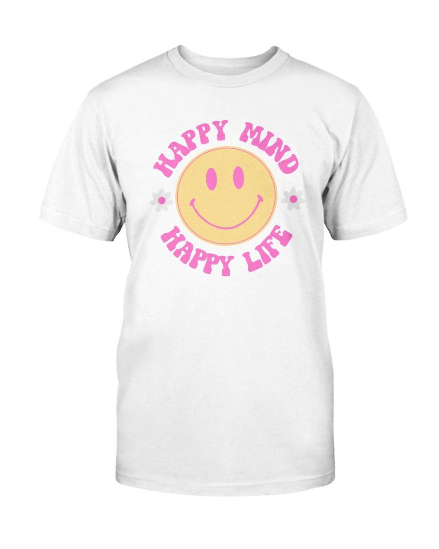 Retro Smiley Face Happy Mind Happy Life T-Shirt