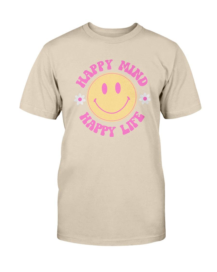 Retro Smiley Face Happy Mind Happy Life T-Shirt