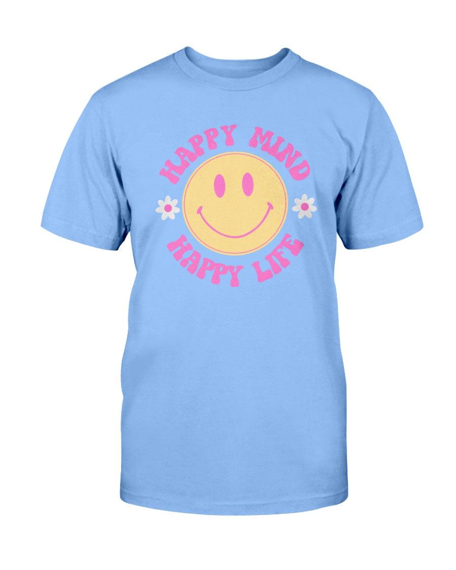 Retro Smiley Face Happy Mind Happy Life T-Shirt