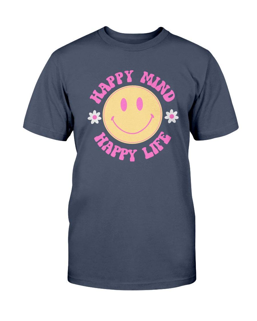 Retro Smiley Face Happy Mind Happy Life T-Shirt