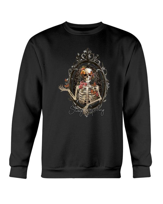 Stay Spooky Skeleton in Vintage Frame Halloween Crewneck Sweatshirt