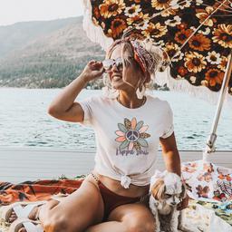 Sunflower Peace Sign Hippie Soul Retro T-Shirt