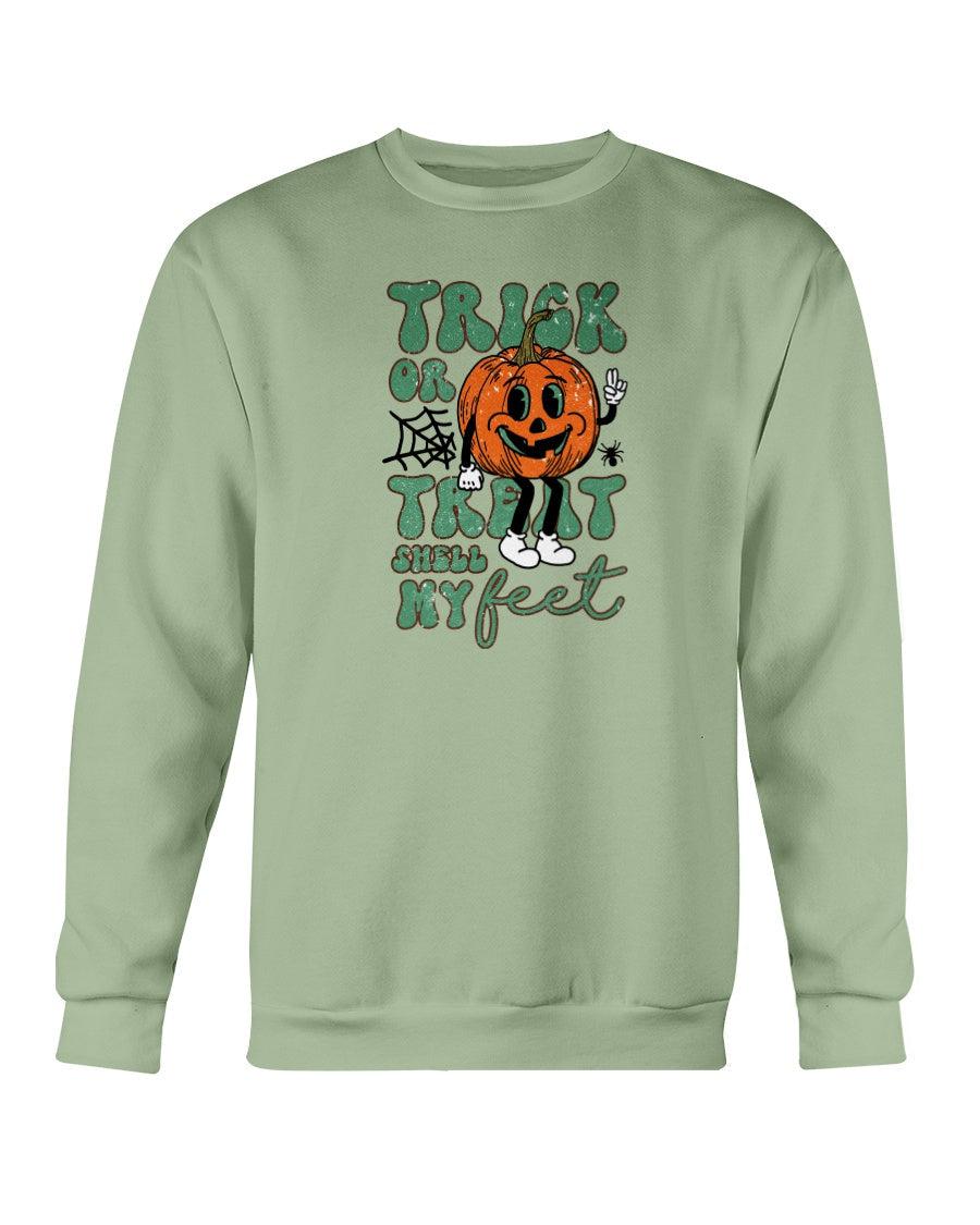 Trick or Treat Smell my Feet Retro Halloween Crewneck Sweatshirt