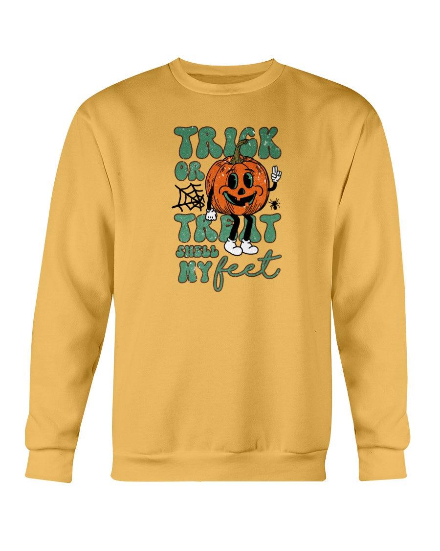 Trick or Treat Smell my Feet Retro Halloween Crewneck Sweatshirt