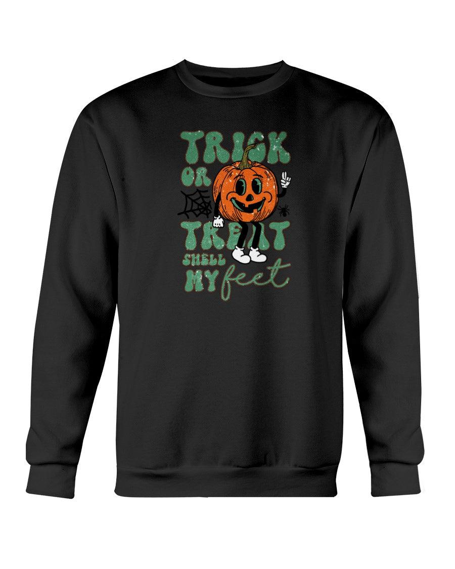 Trick or Treat Smell my Feet Retro Halloween Crewneck Sweatshirt