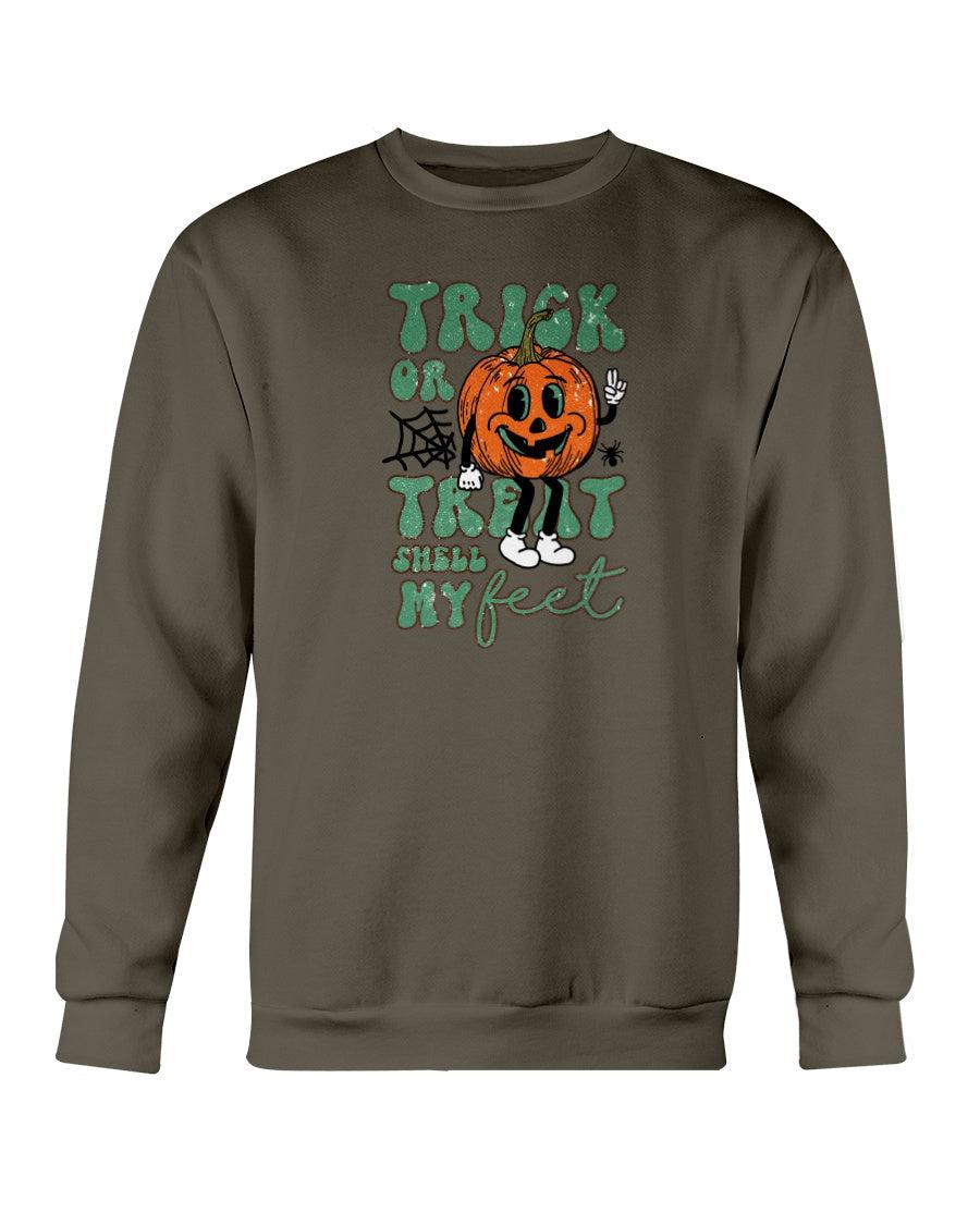 Trick or Treat Smell my Feet Retro Halloween Crewneck Sweatshirt