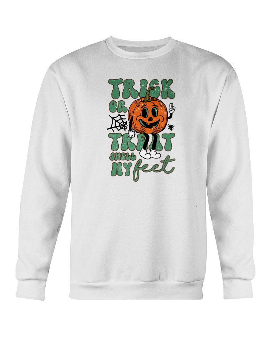 Trick or Treat Smell my Feet Retro Halloween Crewneck Sweatshirt