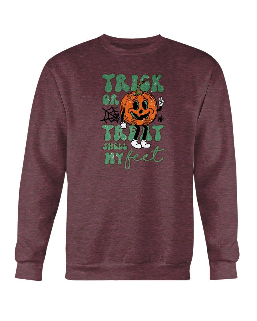 Trick or Treat Smell my Feet Retro Halloween Crewneck Sweatshirt