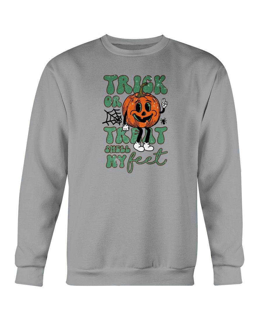 Trick or Treat Smell my Feet Retro Halloween Crewneck Sweatshirt