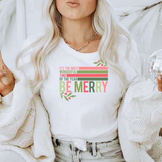 Retro Christmas It's the Most Wonderful Time of the Year Be Merry T-Shirt