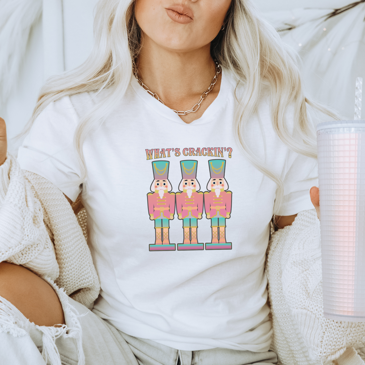 What's Crackin'? Pink Nutcracker Christmas T-Shirt