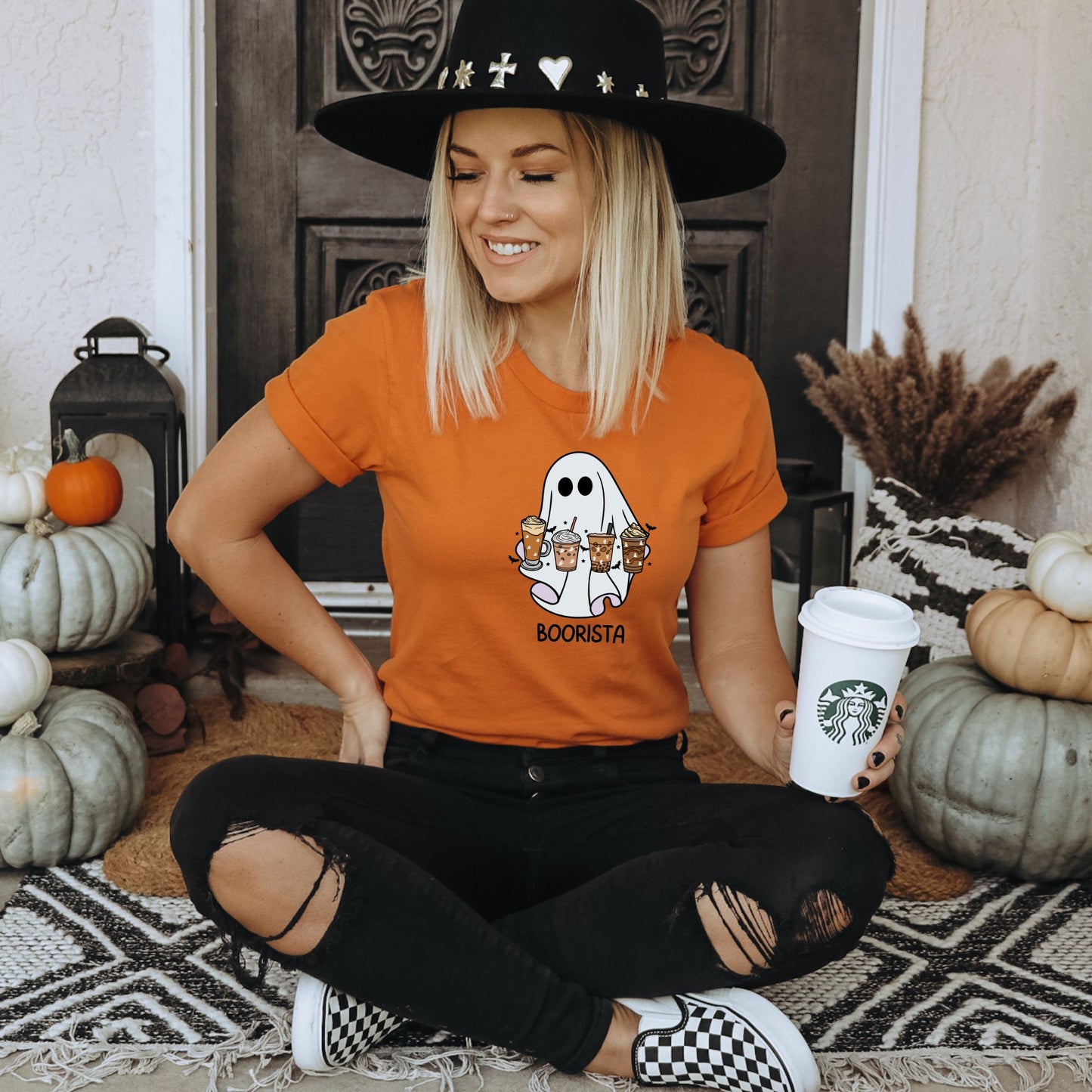 Boorista Cute Ghost Barista Halloween T-Shirt