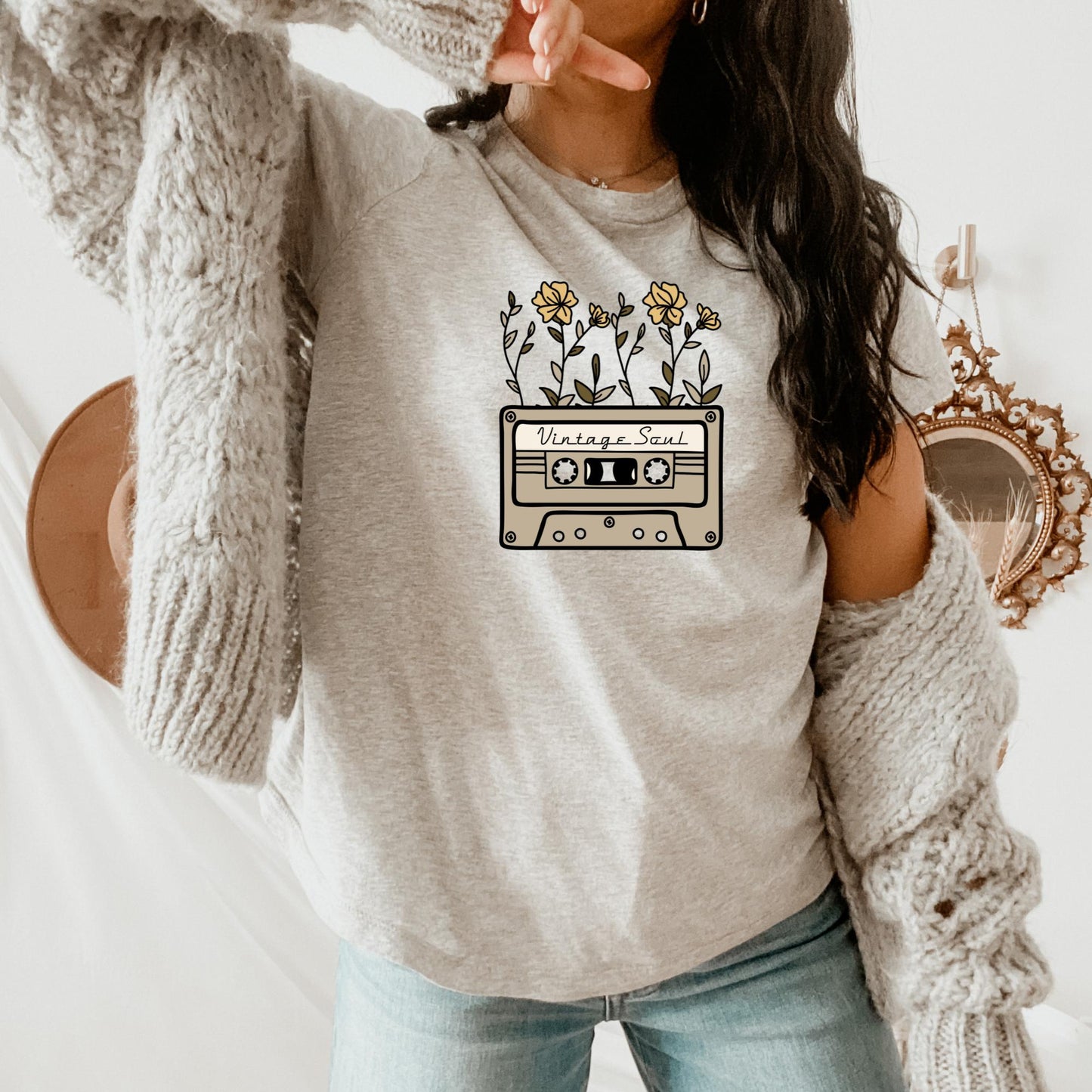 Vintage Soul Cassette Tape Wild Flowers Retro Aesthetic T-Shirt